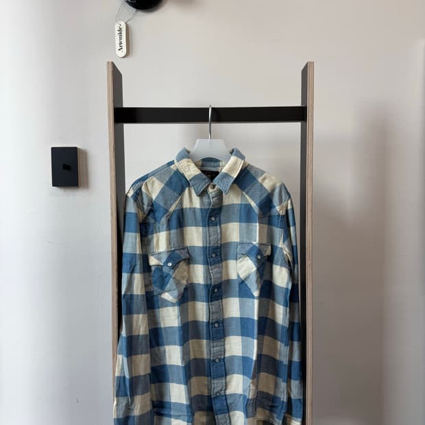 RRL 더블알엘 플래드 웨스턴 셔츠 인디고 크림