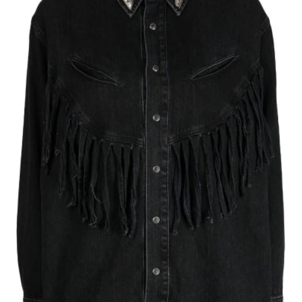 [L] TOGA PULLA ARCHIEVES 토가 블랙 데님 프린지 셔츠