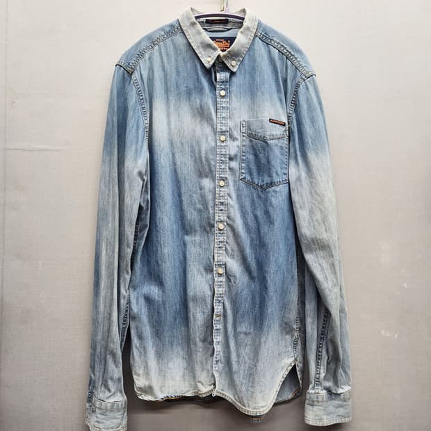 슈퍼드라이 원포켓 로고 데님 워싱 셔츠 L(L)