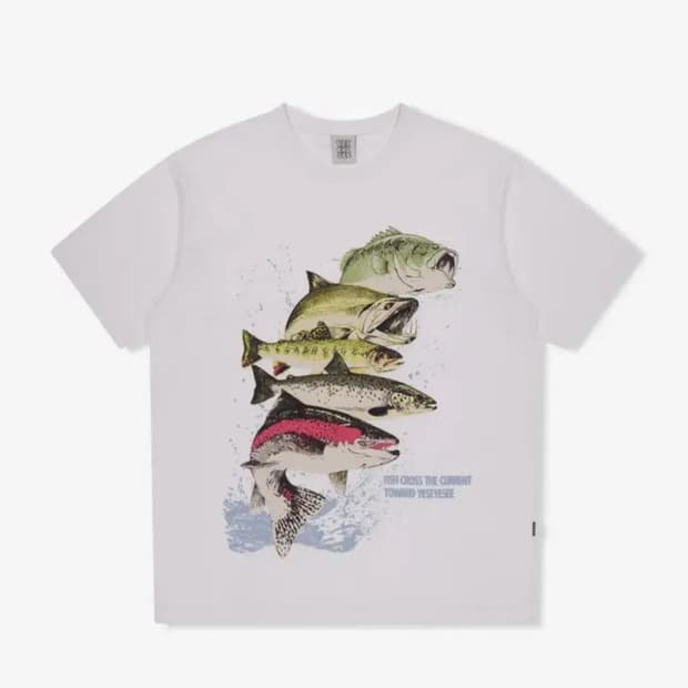 예스아이씨 Y.E.S Fishes Tee White 물고기 프린팅 반팔