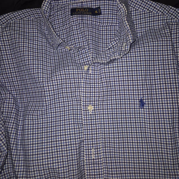 폴로 랄프로렌 체크 블루 셔츠 XL