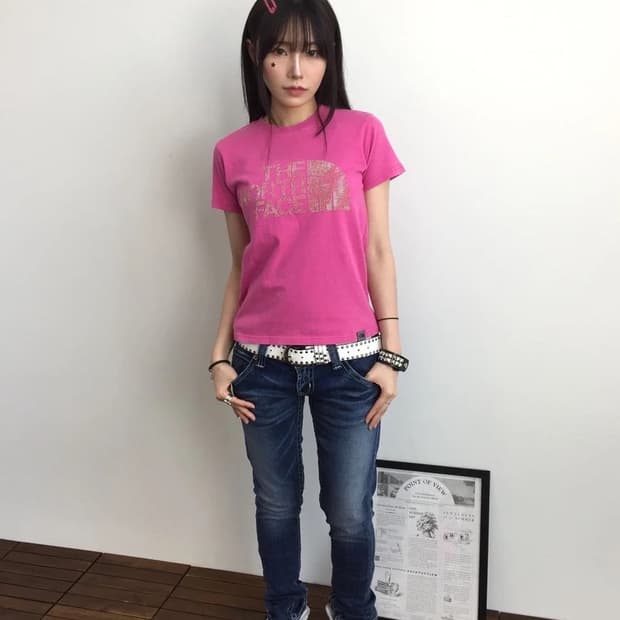 The North Face Pink Glitter Logo Tee