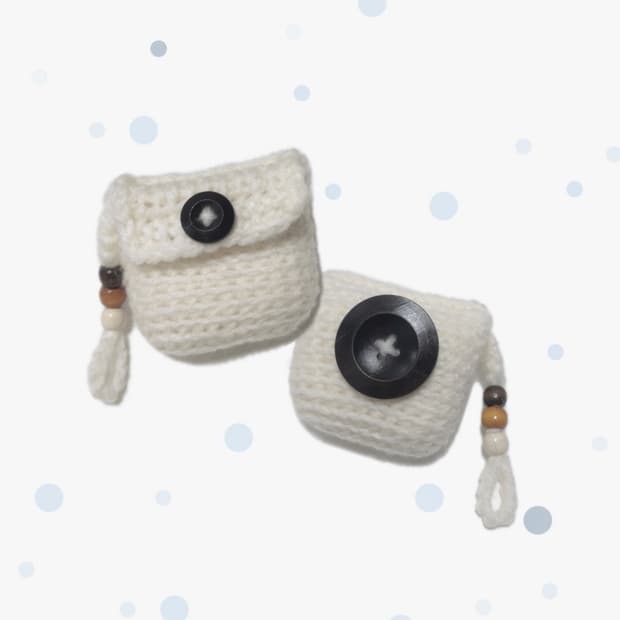 니트 뜨개 에어팟케이스 단추