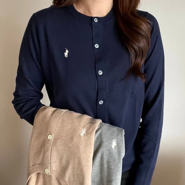 폴로 네이비 피마코튼 가디건
