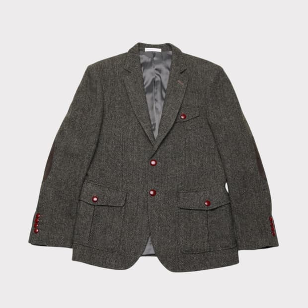 [L] 코모도 스퀘어 헤링본 엘보우패치 자켓