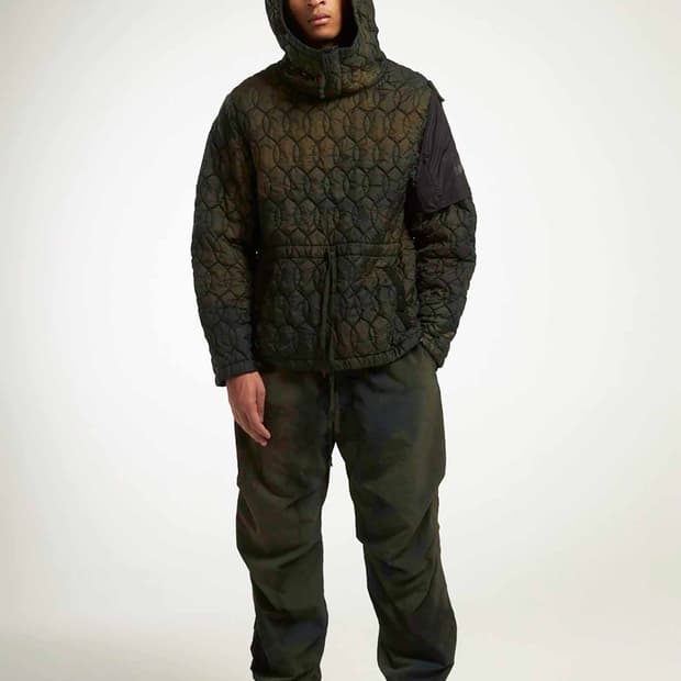 (새상품) 네멘 타이다이 퀼티드 후드 정글 그린