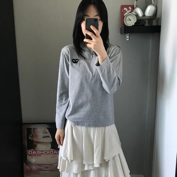 꼼데가르송 블랙 와펜 그레이 긴팔 롱슬리브티