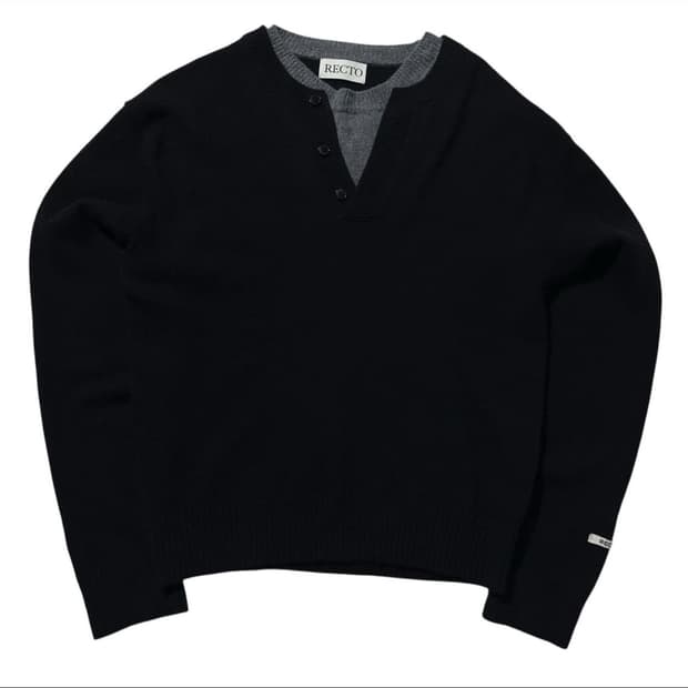 24fw 렉토 울 캐시미어 더블 레이어 니트 블랙