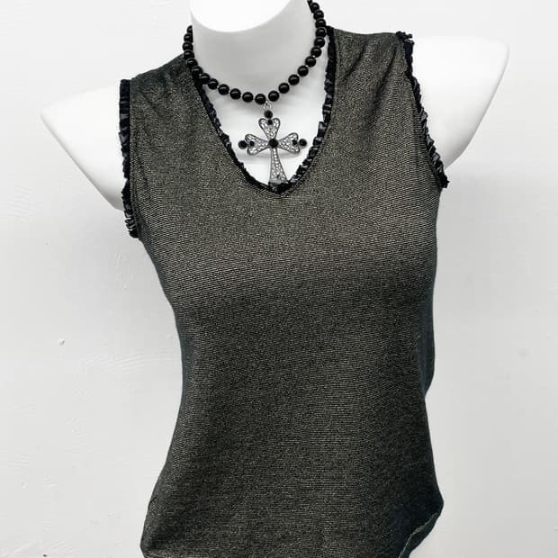 블랙 골드 쉬머 슬리브리스