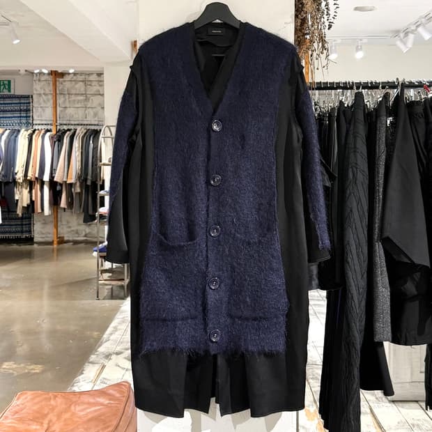 언더커버 네이비 모헤어 롱 가디건 