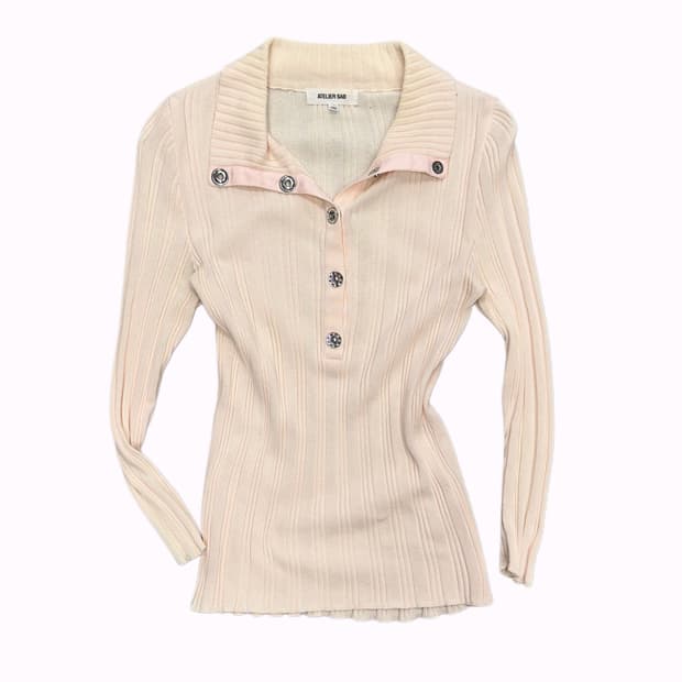 pink ribbed snap t-shirt