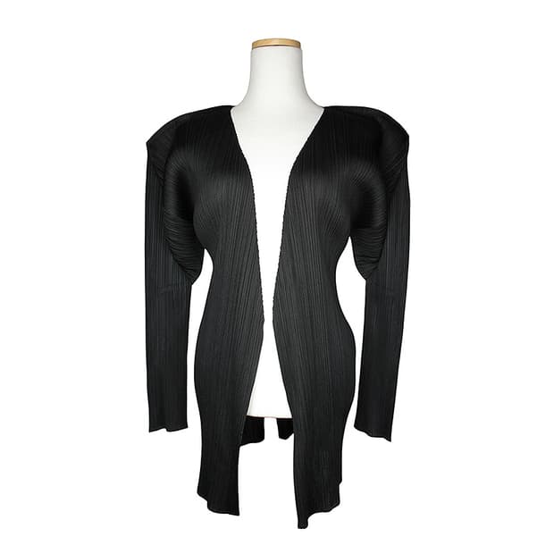 이세이 플리츠플리즈 블랙 주름 가오리 롱가디건 L