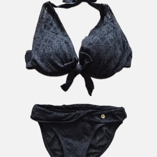 레노마 갸루 y2k 블랙 레이스 비키니 수영복