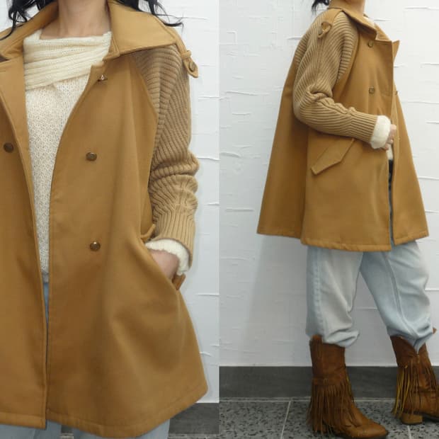 Camel knit coat