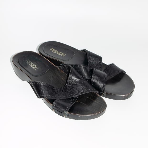 Leather Upper Wood-sole Clogs