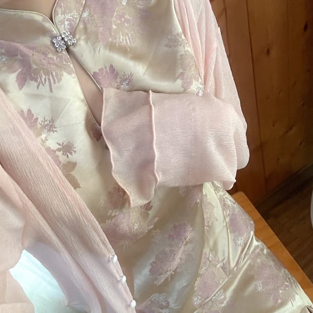 빈티지 핑크 치파오 원피스 히메갸루 로걀 긱시크 고딕 페어리 오리엔탈 고