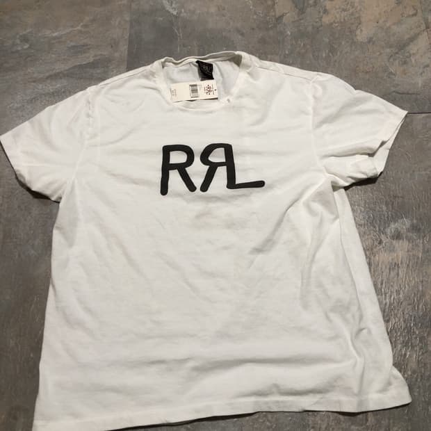 랄프로렌 RRL 로고 코튼 저지 티셔츠 화이트