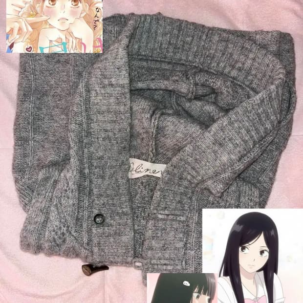크루빈티지 떡볶이 니트 후드 조끼 그레이 베스트 빈티지갸루 사와코