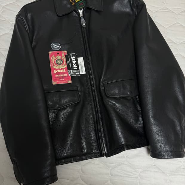 슈프림 쇼트 24FW 레더 레이서 자켓 블랙 L