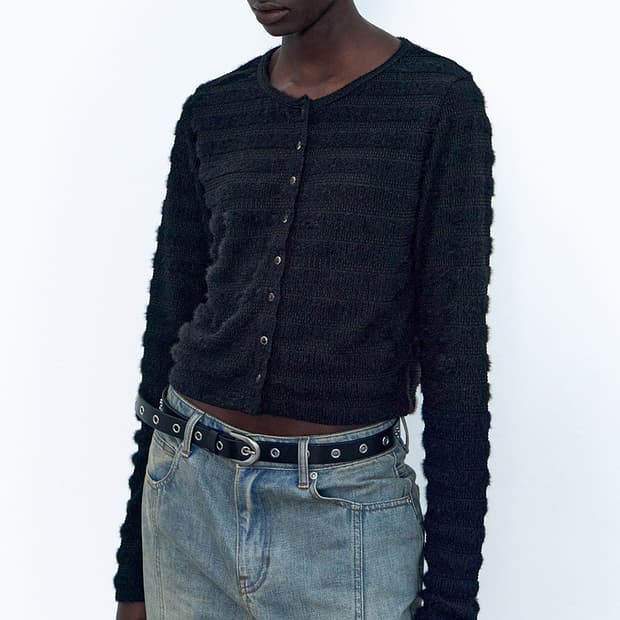 인사일런스 엠보 자카드 가디건