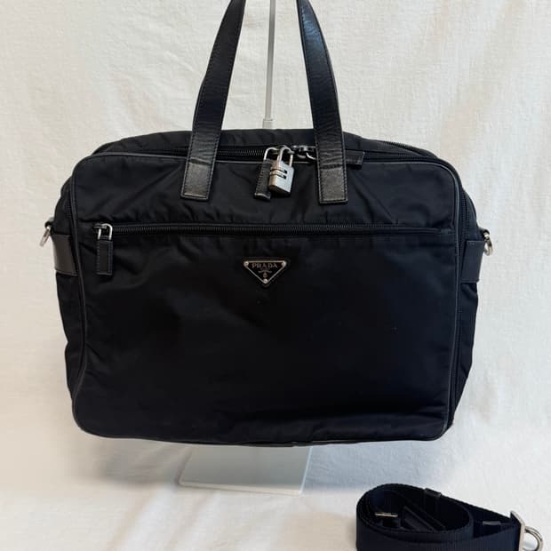 정품 프라다 블랙 포코노 나일론 노트북가방 토트백 비지니스백 크로스백