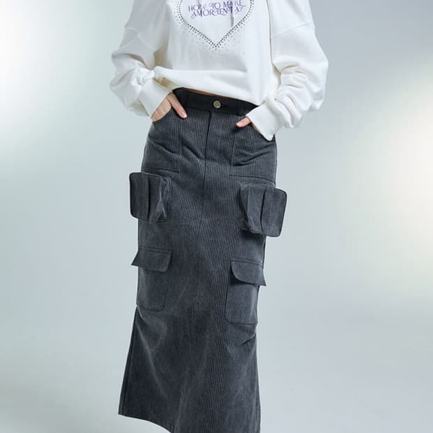 LUV IS TRUE am cargo long skirt