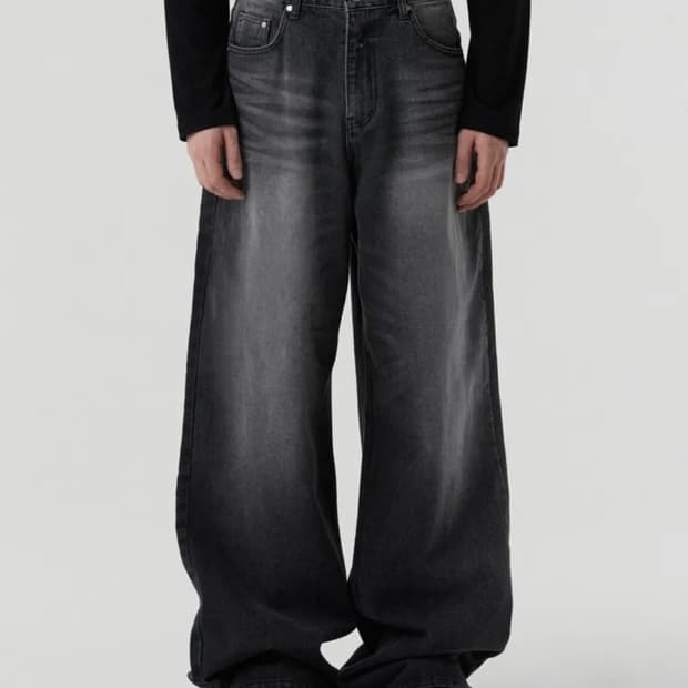 dnsr 시그니처 와이드 데님 팬츠 블랙 L사이즈