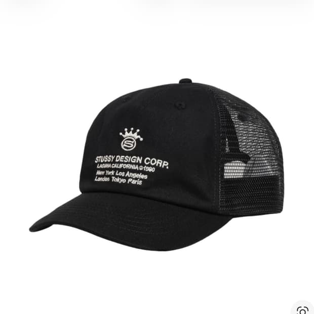 스투시 로우 프로파일 디자인 코프 트러커 스냅백 블랙