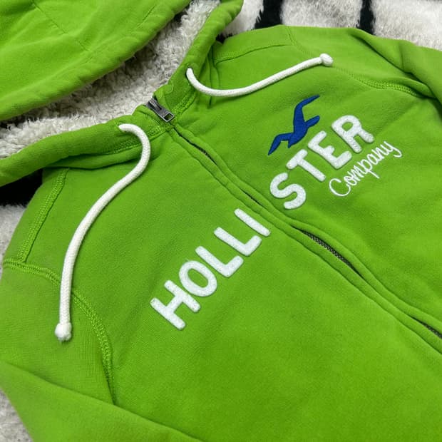 [S]홀리스터 쉐르파 숏 후드집업/그린