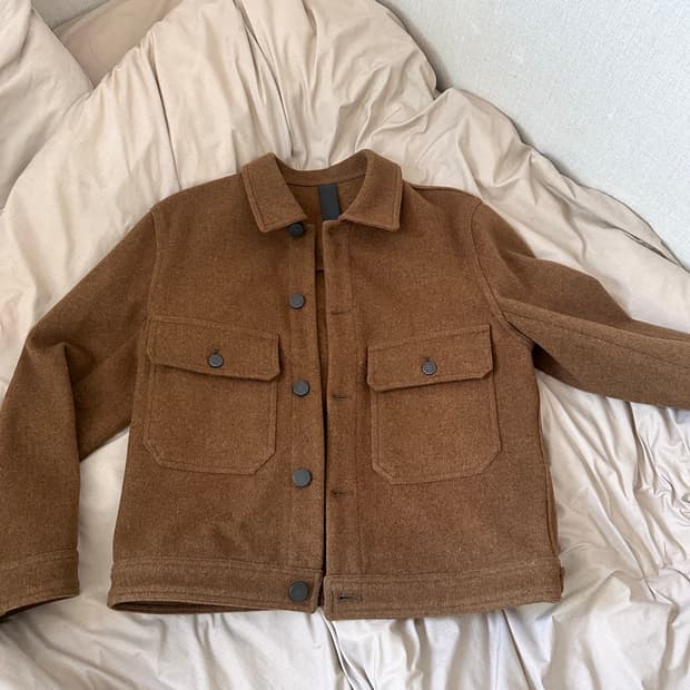 18FW 르메르 펠트 울 블루종 꼬냑 S