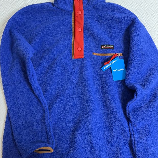 컬럼비아 헬베시아 II 하프 스냅 플리스 L 새상품 클레마티스 블루 컬러