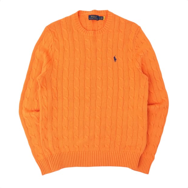 폴로 랄프로렌 QR 오렌지 케이블 니트