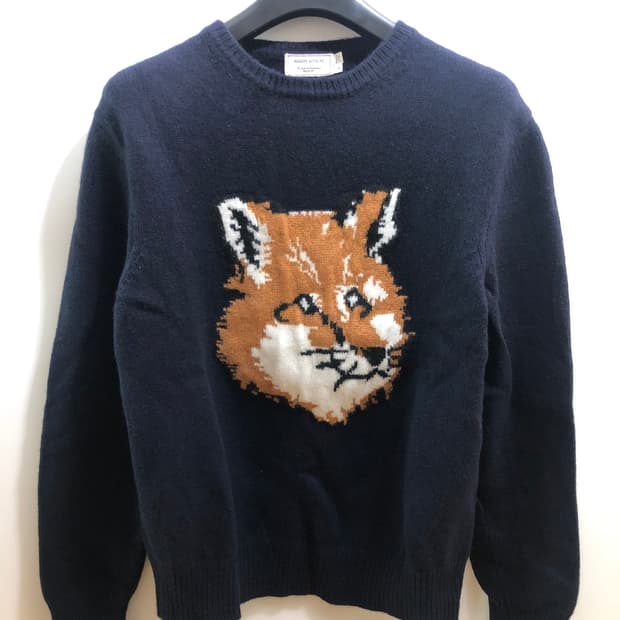 [남성L] 메종키츠네 폭스헤드 니트 남색