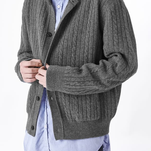 [L] 이얼즈어고 슈퍼파인 메리노 울 케이블 가디건