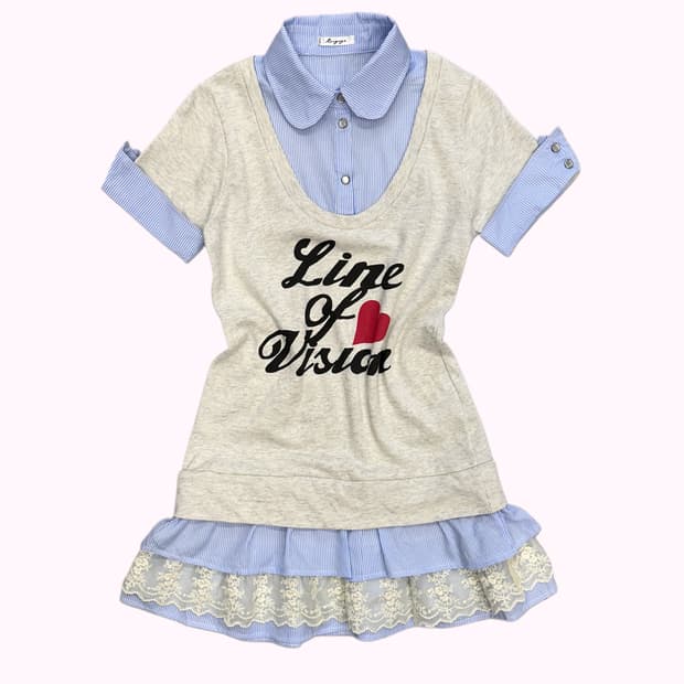 printing layered blouse dress
