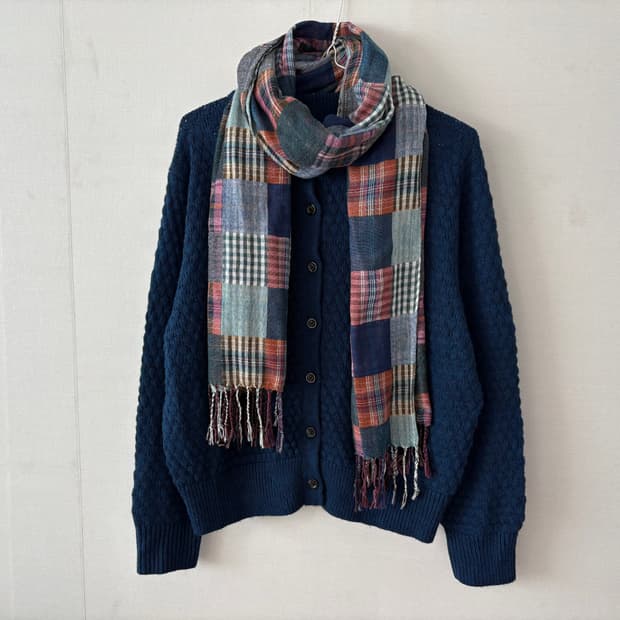 가디건+패치워크 머플러
