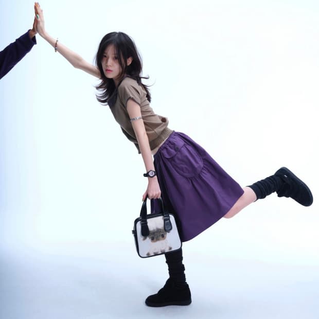 코이세이오 빅포켓 셔링 스커트 퍼플 새상품 2