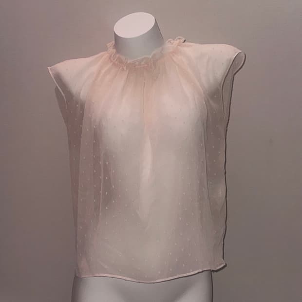 도트 프릴 시스루 블라우스