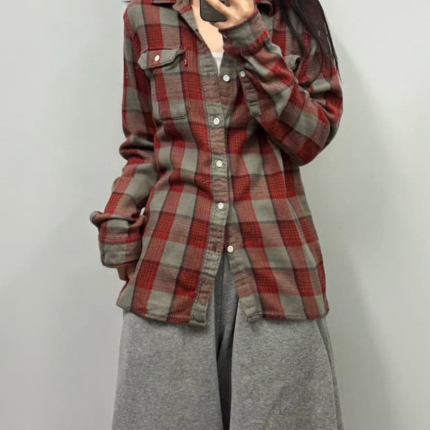 리바이스 레드탭 포켓 워크웨어 울 플란넬 체크셔츠