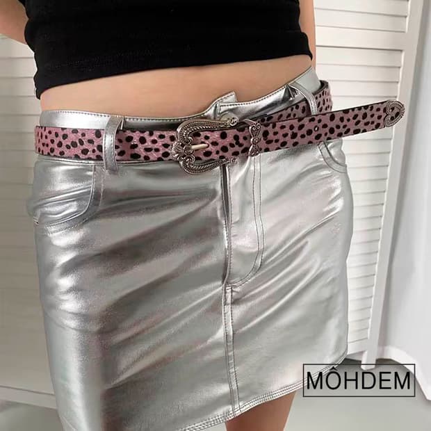 [Unisex] 레오파드 호피 송치털 벨트
