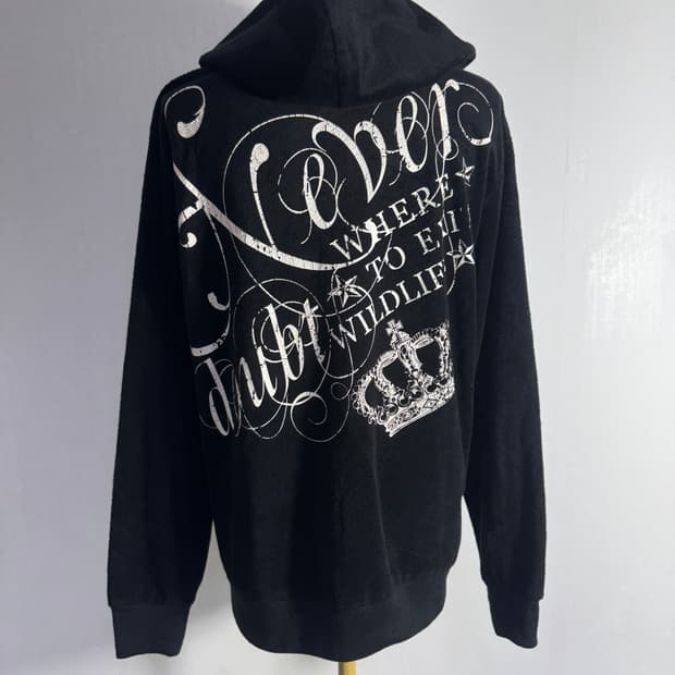 Mild life 스컬 레터링 플리스 후드집업 y2k