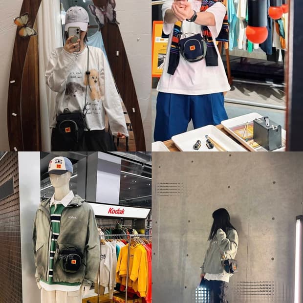 그린 네이비 옐로우 레드 코닥 카메라 줌백 미니백 크로스백