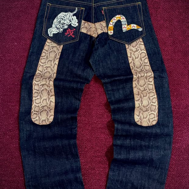 에비수 No.2 뱀피 다이코쿠 호랑이 자수 셀비지 36 (상태 최상)