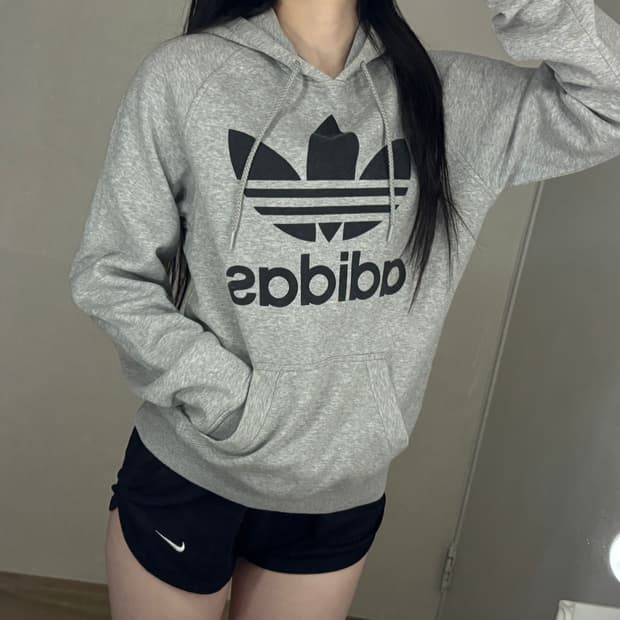 아디다스 불꽃 파이어버드 빅 로고 후드티 그레이