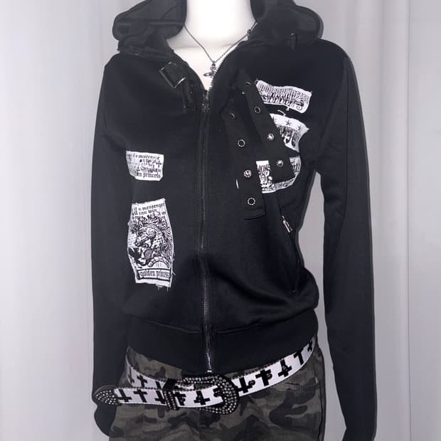 [MISA hoodie] 미사 블랙 해골 펑크 갸루 후드집업