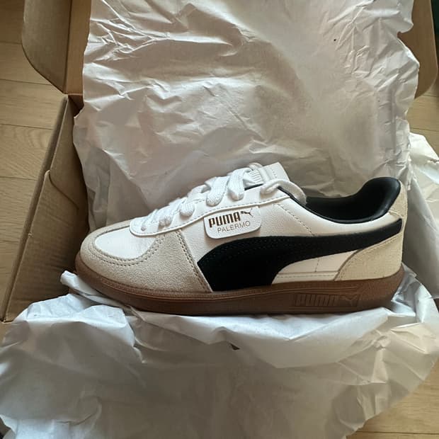 푸마 팔레르모 레더 푸마 화이트 베이퍼 그레이