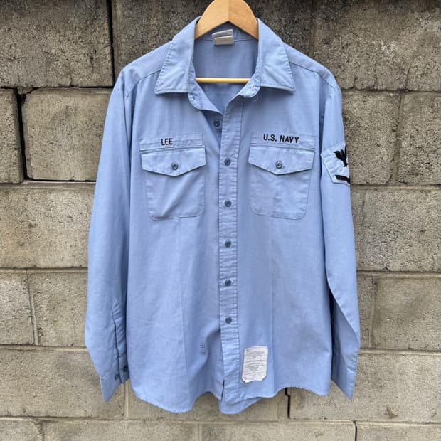 90s 미해군 오리지널 샴브레이 셔츠 xl