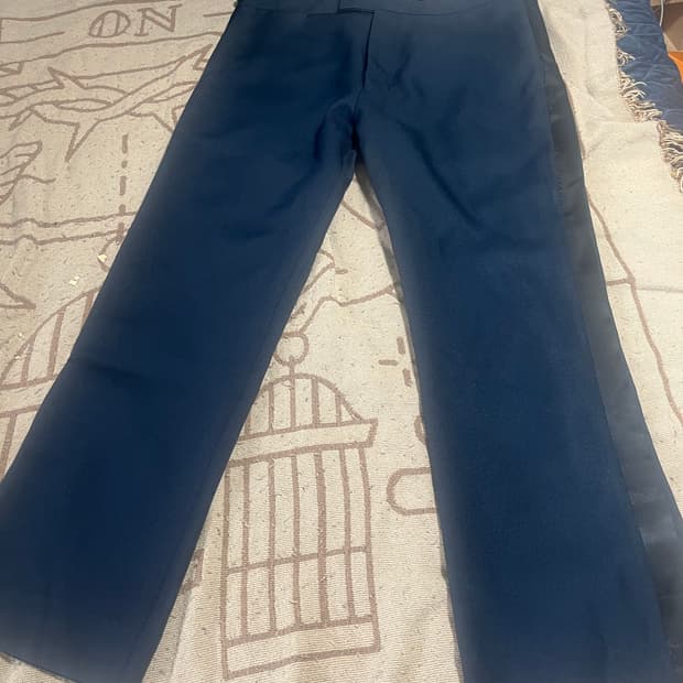 메종 마르지엘라 남성 네이비 투턱 트렉라인 와이드 슬랙스 50