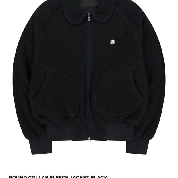 코이세이오 라운드 카라 플리스 블랙 후드집업 후리스 자켓