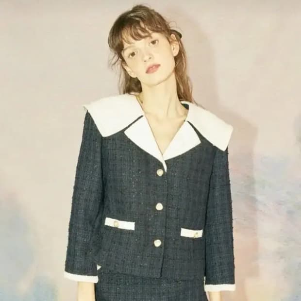 (새상품) 쟈니헤잇재즈 세일러 카라 트위드 자켓